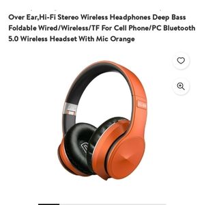 Orange Bluetooth headphones